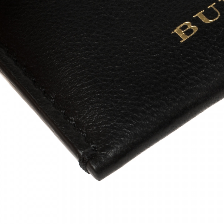 Pre Owned Burberry Black Leather and Check Canvas Izzy Card Holder