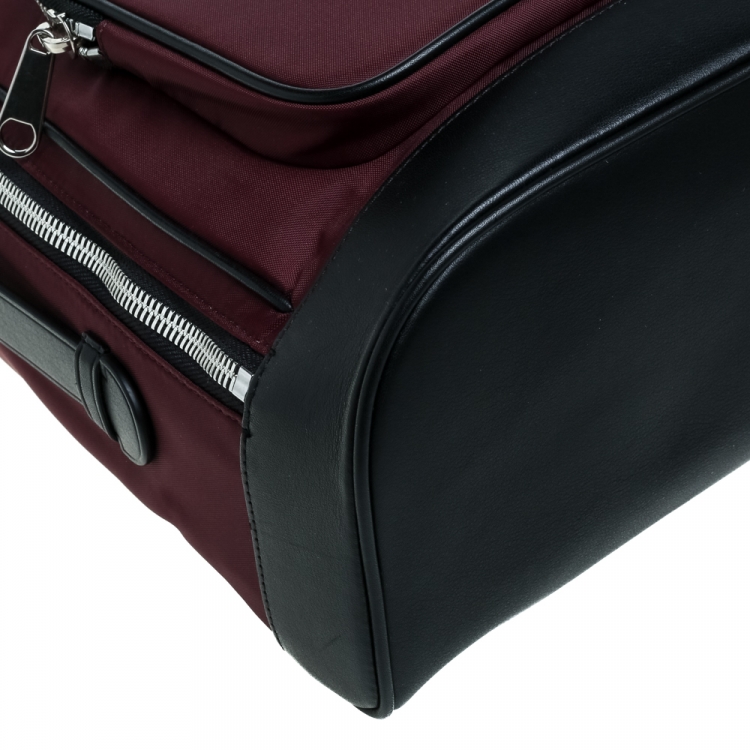 Pre Owned Burberry Burgundy/Black Nylon and Leather Rocco Cay Backpack