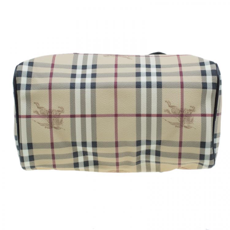 Pre Owned Burberry Beige Classic Check Boston Bag