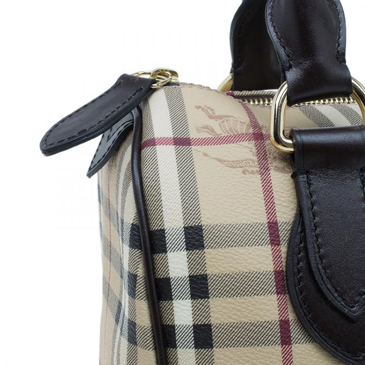 Pre Owned Burberry Beige Classic Check Boston Bag