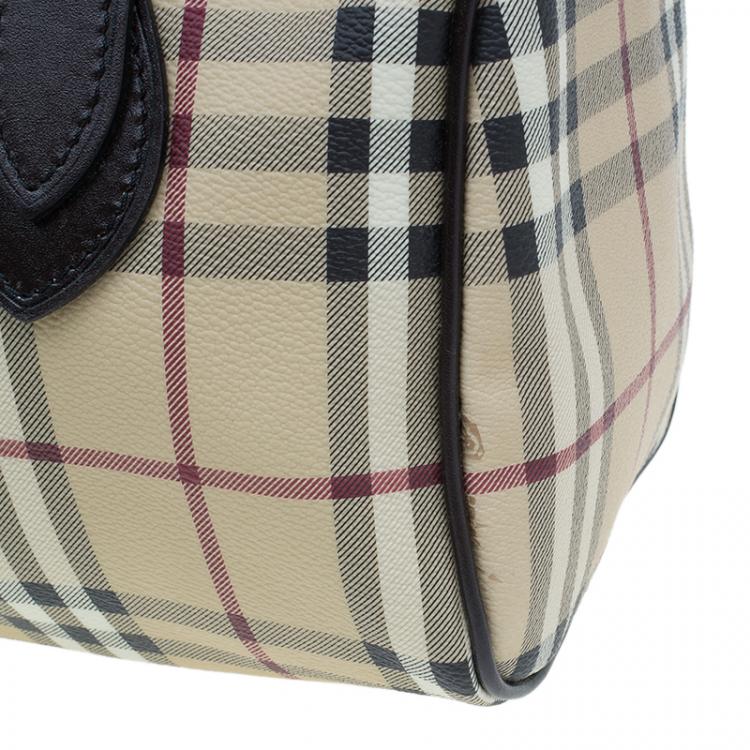 Pre Owned Burberry Beige Classic Check Boston Bag