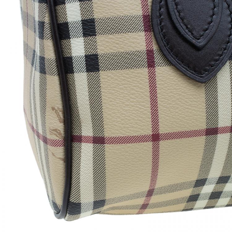 Pre Owned Burberry Beige Classic Check Boston Bag