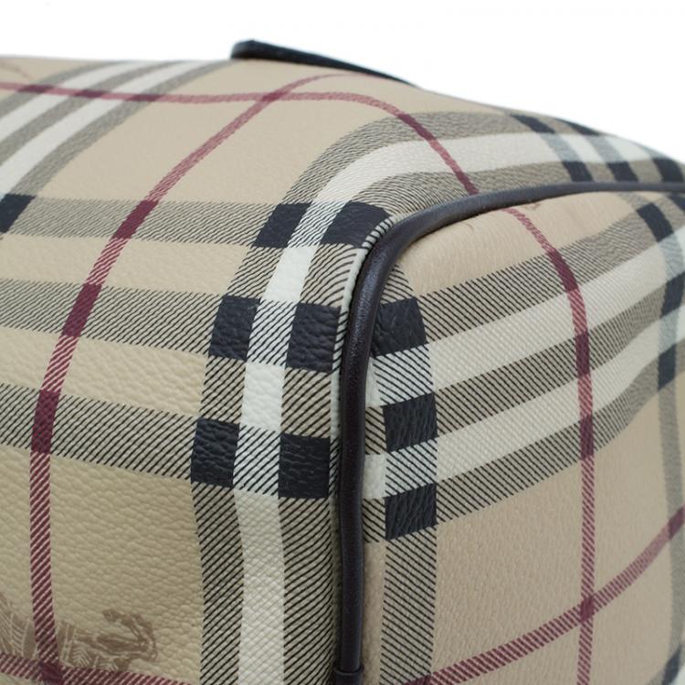 Pre Owned Burberry Beige Classic Check Boston Bag