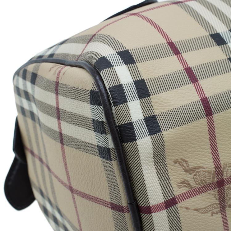 Pre Owned Burberry Beige Classic Check Boston Bag