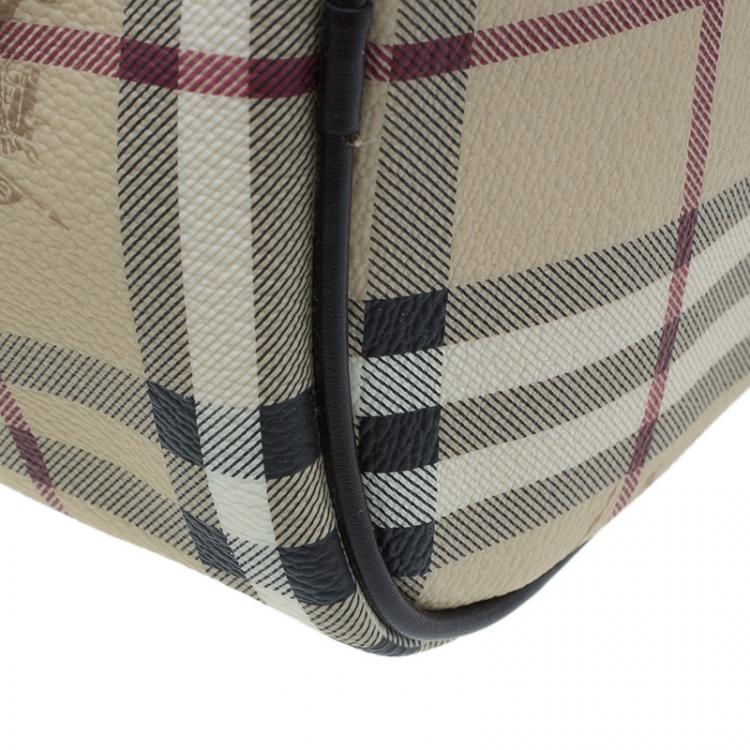 Pre Owned Burberry Beige Classic Check Boston Bag