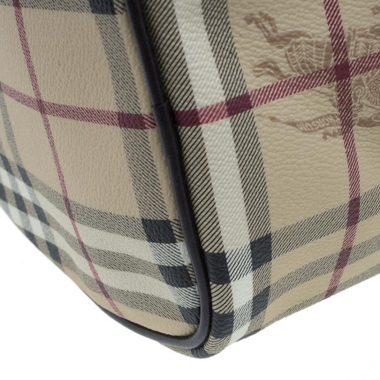 Pre Owned Burberry Beige Classic Check Boston Bag