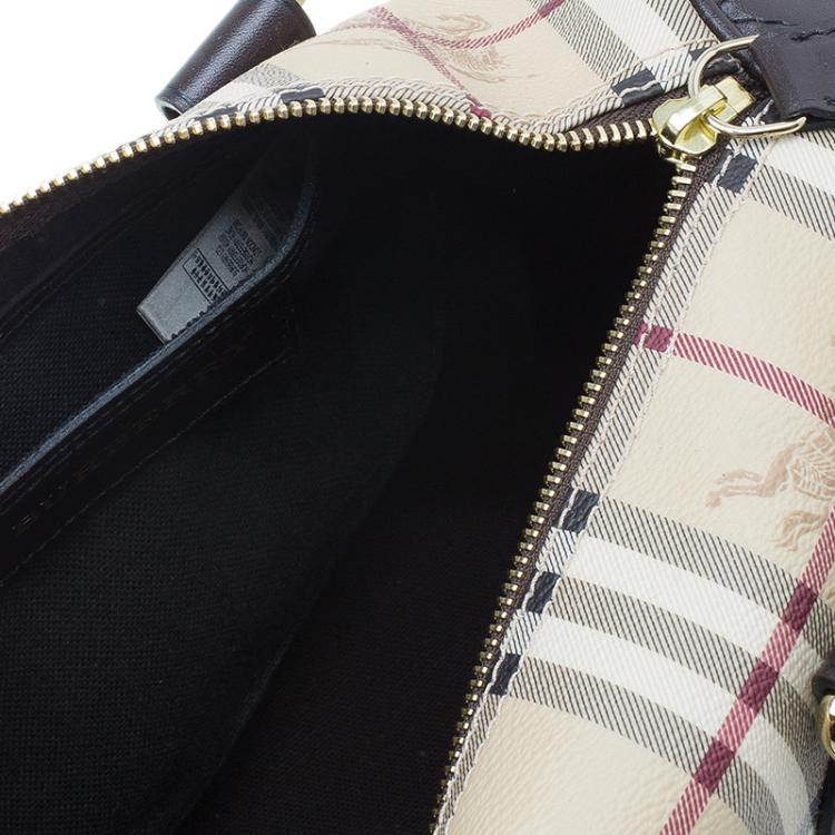 Pre Owned Burberry Beige Classic Check Boston Bag