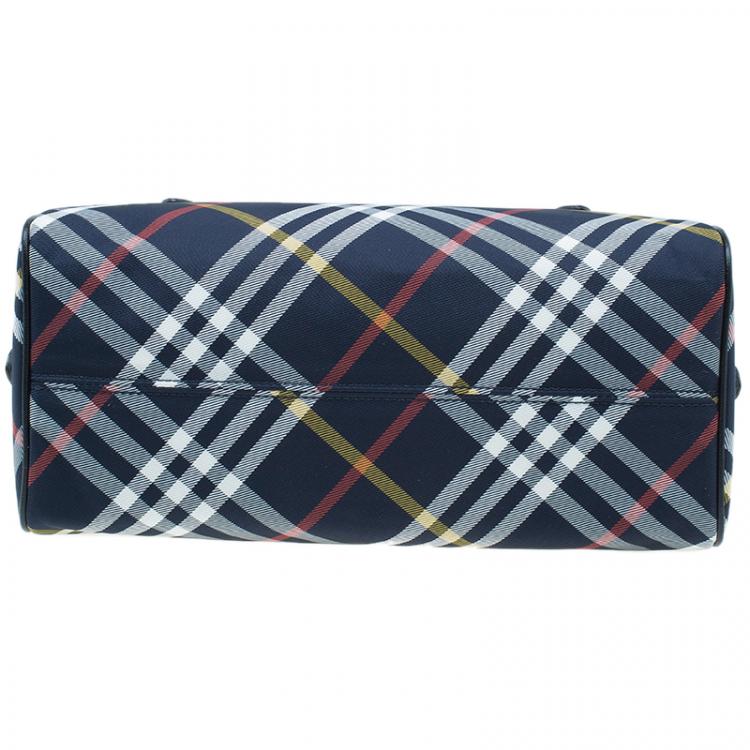 Pre Owned Burberry Blue Label Navy Blue Nova Check Boston bag