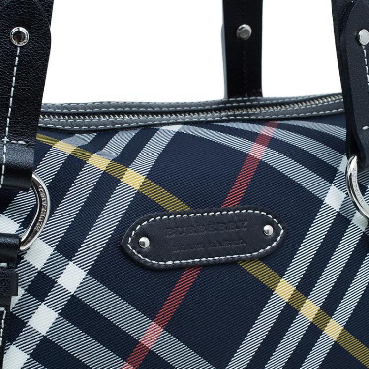 Pre Owned Burberry Blue Label Navy Blue Nova Check Boston bag