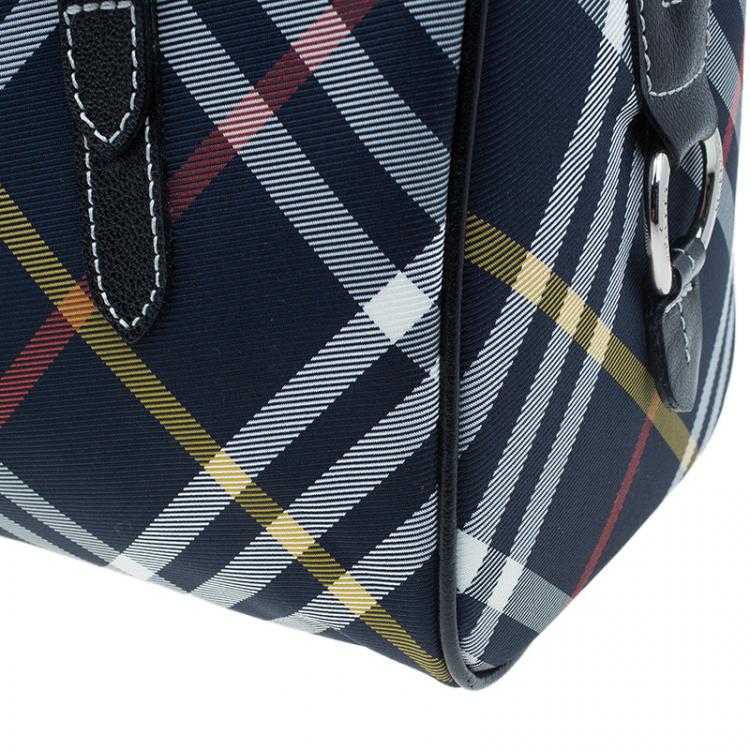 Pre Owned Burberry Blue Label Navy Blue Nova Check Boston bag