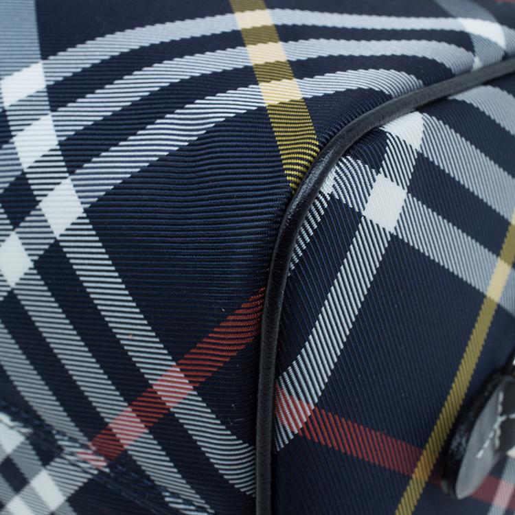 Pre Owned Burberry Blue Label Navy Blue Nova Check Boston bag