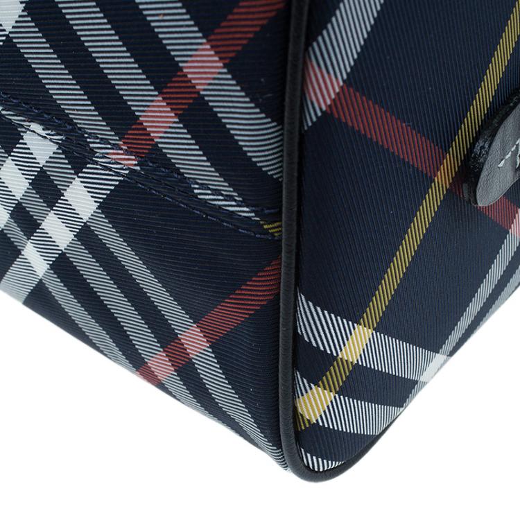 Pre Owned Burberry Blue Label Navy Blue Nova Check Boston bag