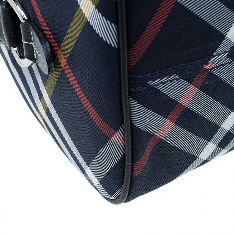 Pre Owned Burberry Blue Label Navy Blue Nova Check Boston bag