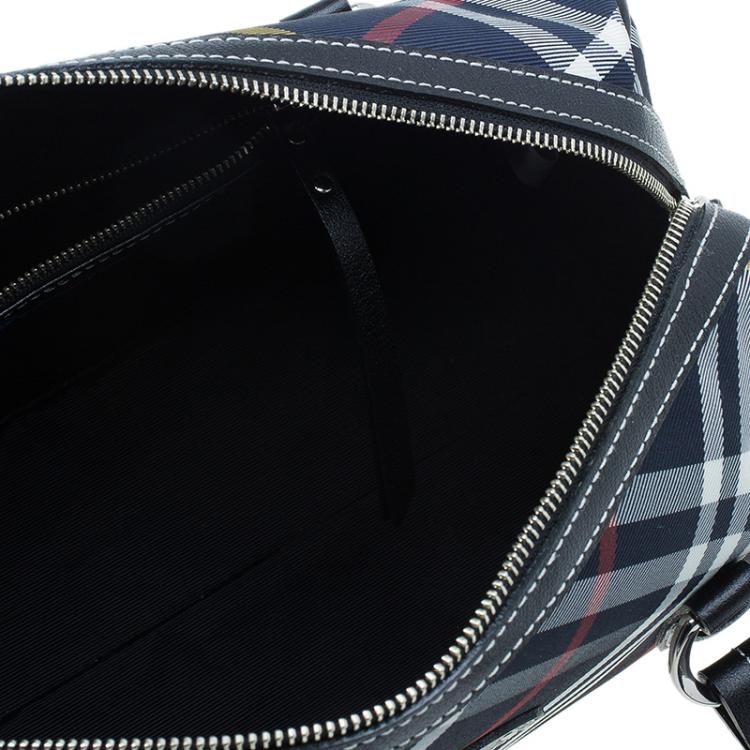 Pre Owned Burberry Blue Label Navy Blue Nova Check Boston bag