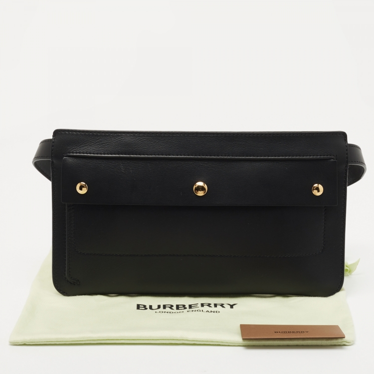 Pre Owned Burberry Black Leather Belt Bag