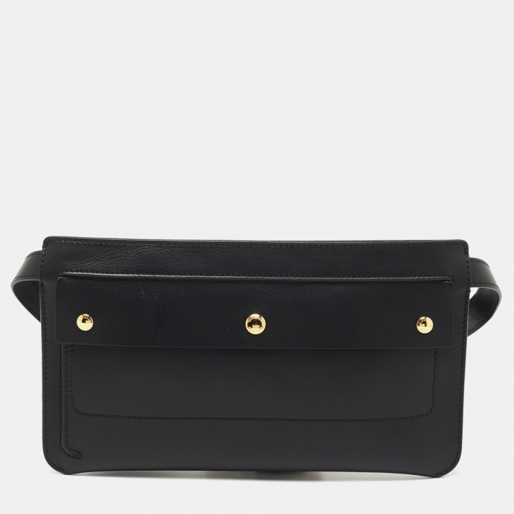 Pre Owned Burberry Black Leather Belt Bag
