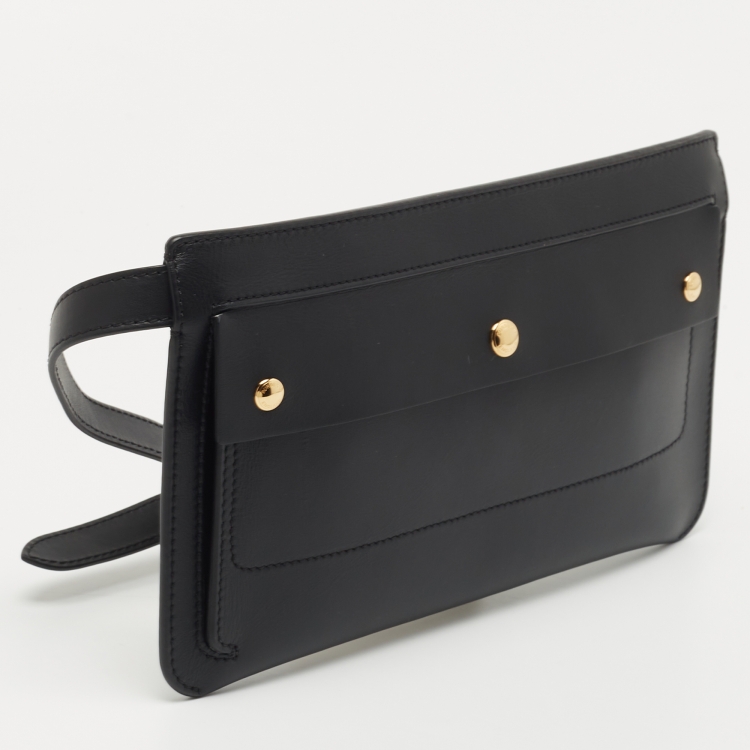 Pre Owned Burberry Black Leather Belt Bag