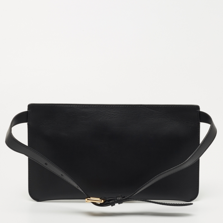 Pre Owned Burberry Black Leather Belt Bag