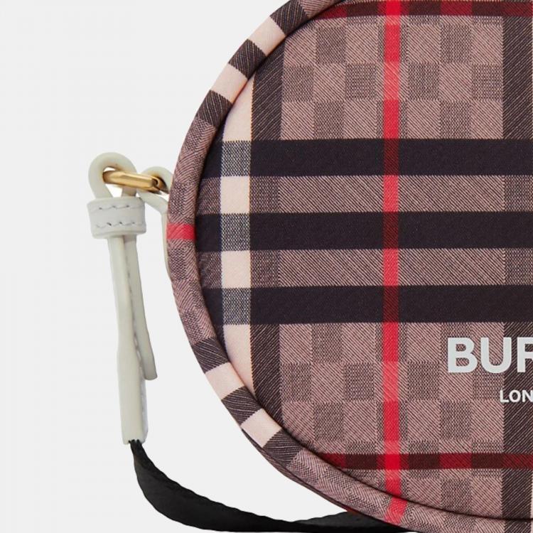 Pre Owned Burberry Pale Rose Canvas and Leather Cleo Checkerboard Crossbody Bag
