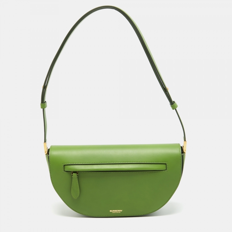 Pre Owned Burberry Marsh Green Leather Small Limited Edition 214/250 Olympia Shoulder Bag 