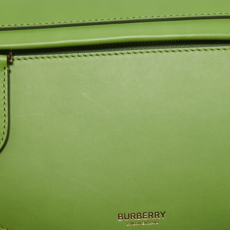 Pre Owned Burberry Marsh Green Leather Small Limited Edition 214/250 Olympia Shoulder Bag 
