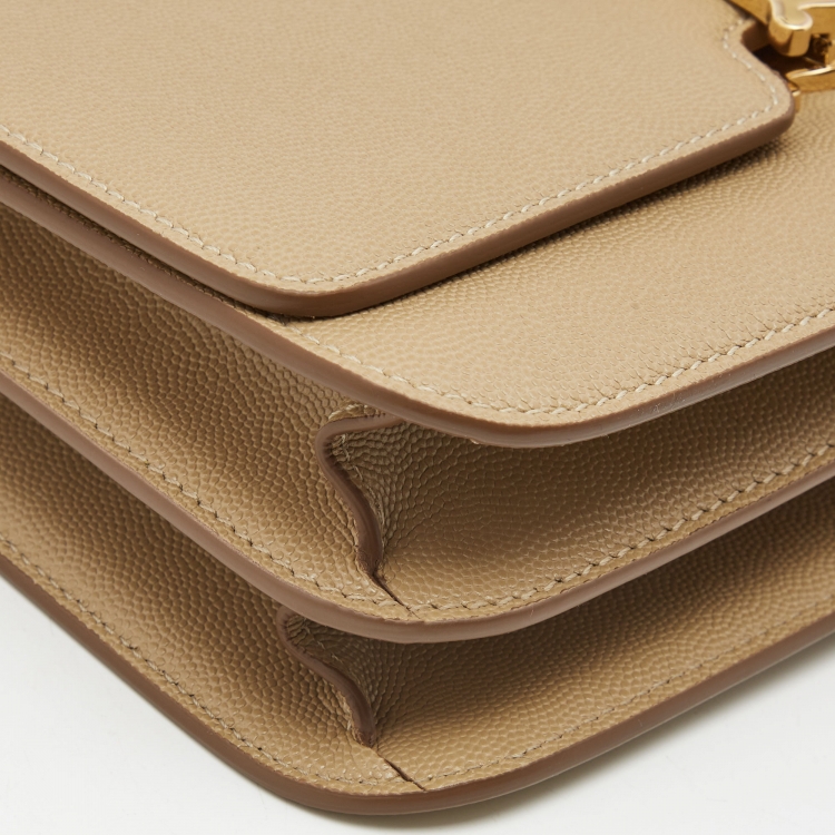 Pre Owned Burberry Beige Leather Medium TB Shoulder Bag