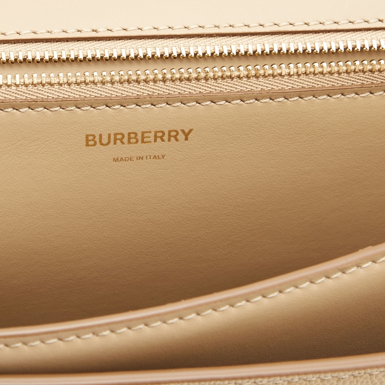 Pre Owned Burberry Beige Leather Medium TB Shoulder Bag