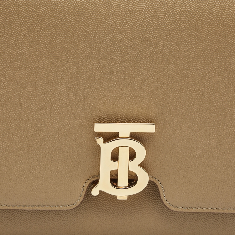 Pre Owned Burberry Beige Leather Medium TB Shoulder Bag