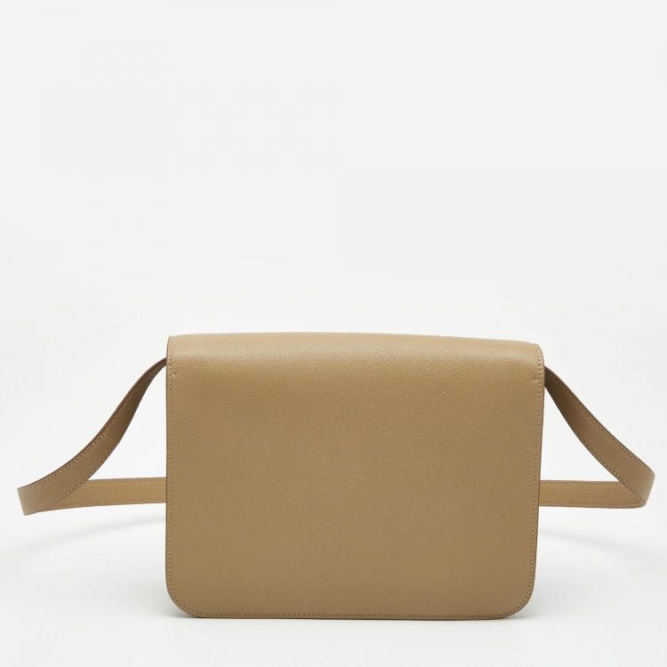 Pre Owned Burberry Beige Leather Medium TB Shoulder Bag