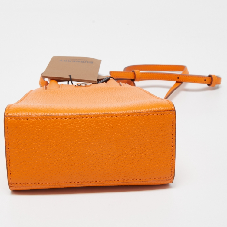 Pre Owned Burberry Orange Leather TB Phone Tote