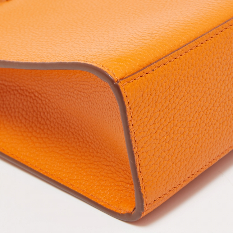 Pre Owned Burberry Orange Leather TB Phone Tote