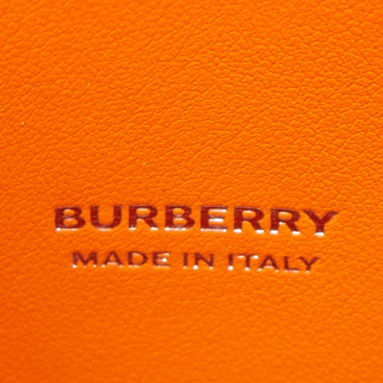 Pre Owned Burberry Orange Leather TB Phone Tote
