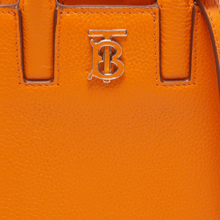 Pre Owned Burberry Orange Leather TB Phone Tote