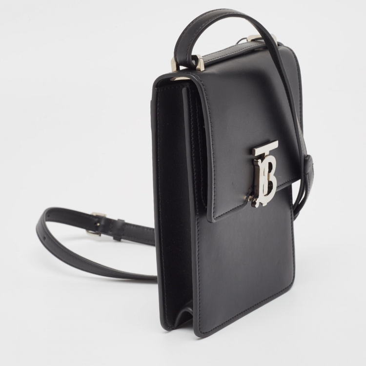 Pre Owned Burberry Black Leather Robin Crossbody Bag