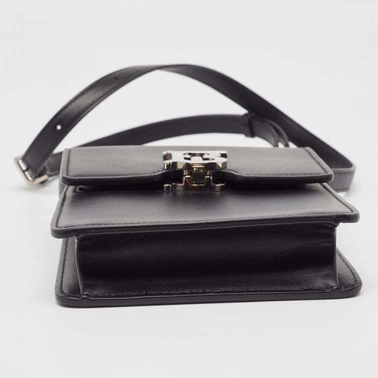 Pre Owned Burberry Black Leather Robin Crossbody Bag