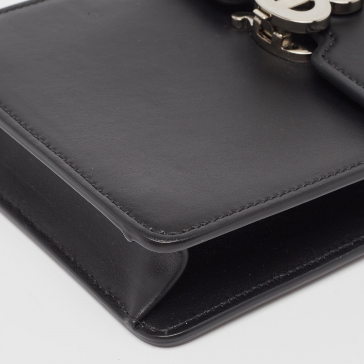 Pre Owned Burberry Black Leather Robin Crossbody Bag