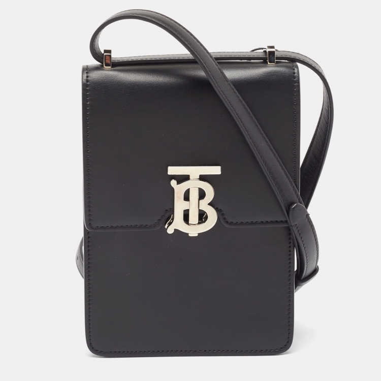 Pre Owned Burberry Black Leather Robin Crossbody Bag