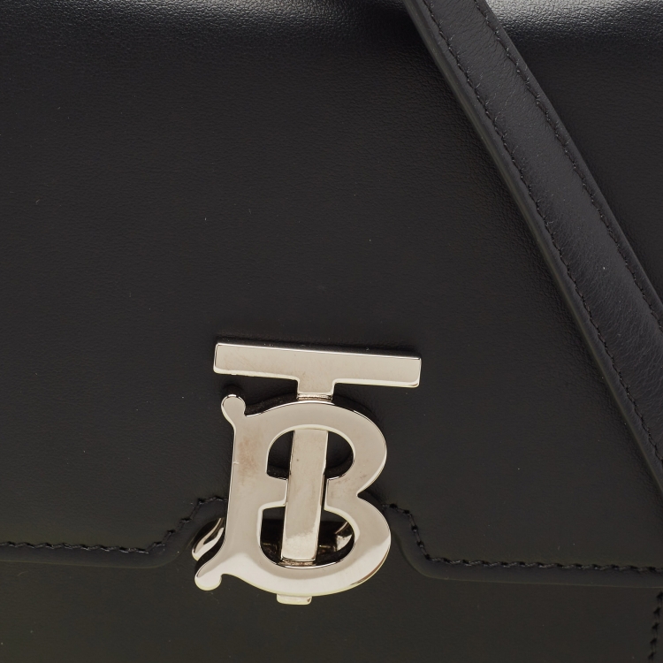 Pre Owned Burberry Black Leather Robin Crossbody Bag