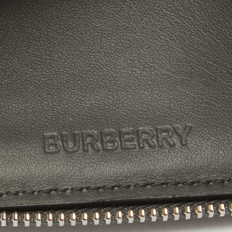 Pre Owned Burberry Grey/Black Horseferry Leather Daniel Lanyard Wallet