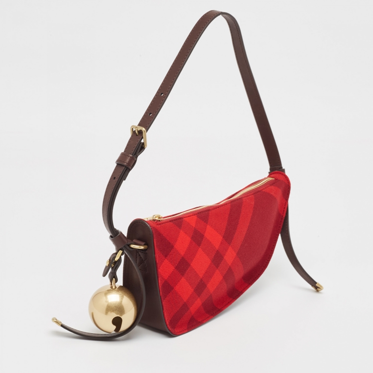 Pre Owned Burberry Ripple IP Check Fabric Mini Shield Sling Bag