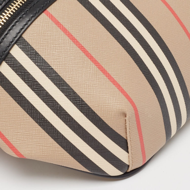 Pre Owned Burberry Beige/Brown Housecheck Coated Canvas and Leather Sonny Belt Bag