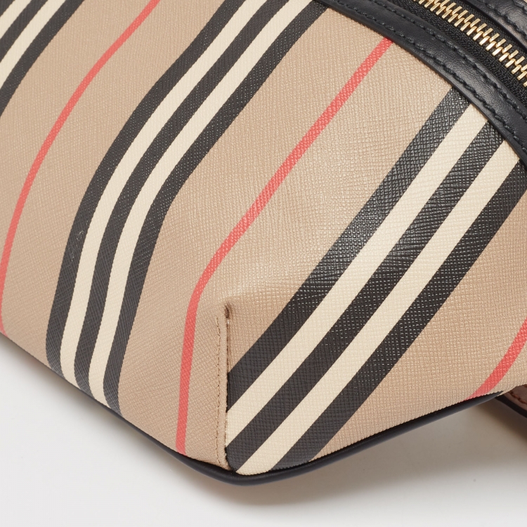 Pre Owned Burberry Beige/Brown Housecheck Coated Canvas and Leather Sonny Belt Bag