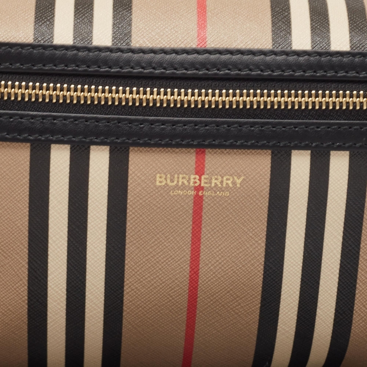 Pre Owned Burberry Beige/Brown Housecheck Coated Canvas and Leather Sonny Belt Bag