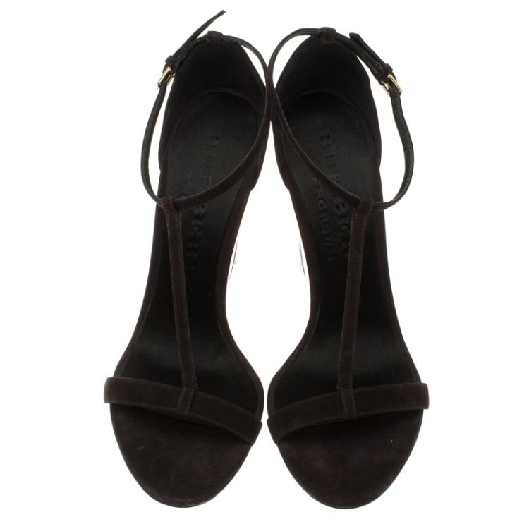 Pre Owned Burberry Prorsum Purple Suede Leyburn Lucite Wedge Sandals Size 40