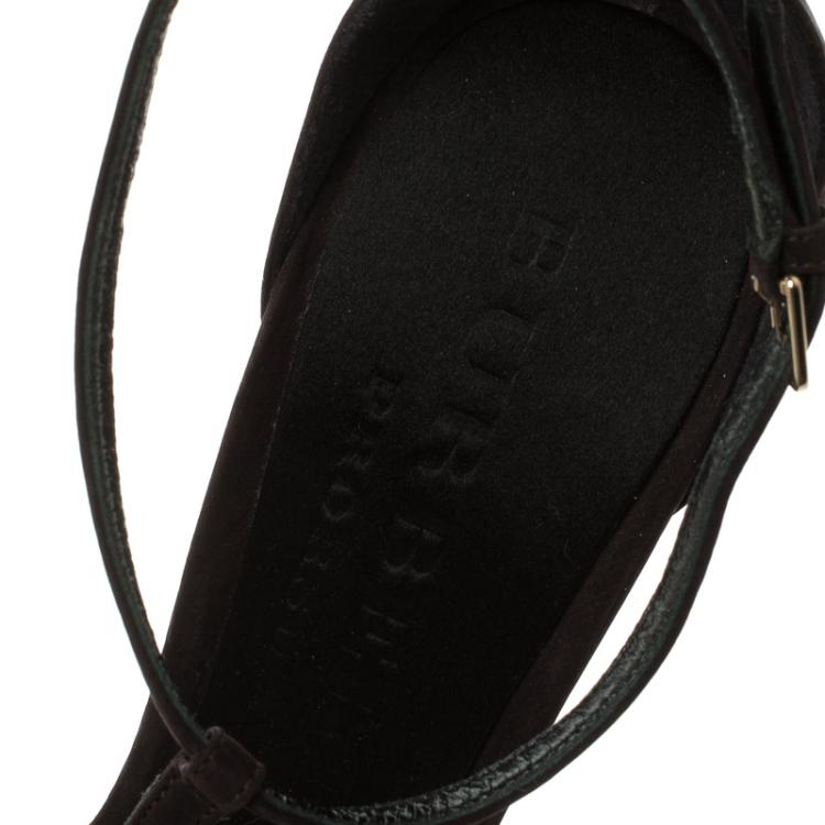 Pre Owned Burberry Prorsum Purple Suede Leyburn Lucite Wedge Sandals Size 40