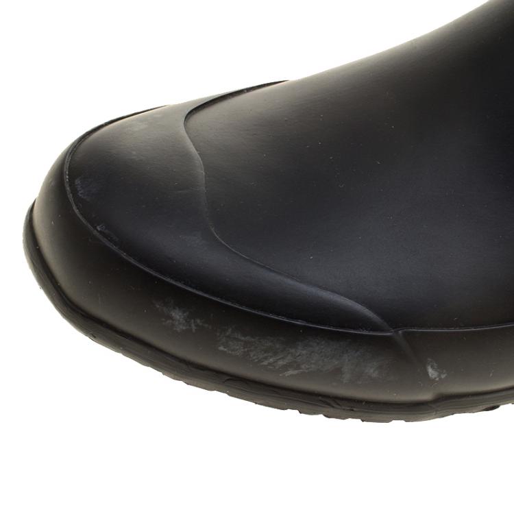 Pre Owned Burberry Black Rubber and Beat Check Fabric Rain Boots Size 36