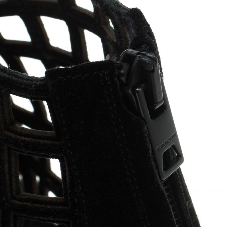 Pre Owned Burberry Prorsum Black Suede Cage Platform Sandals Size 39