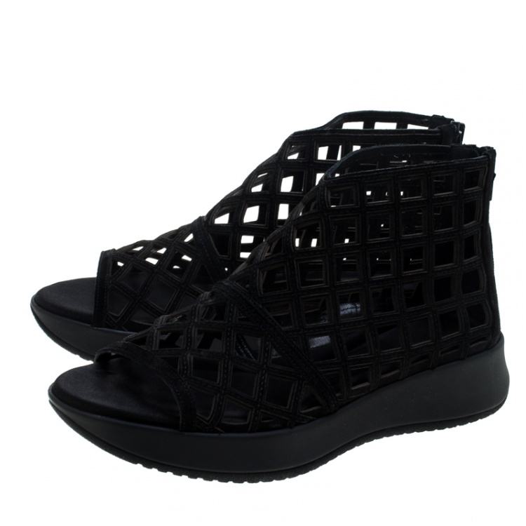 Pre Owned Burberry Prorsum Black Suede Cage Platform Sandals Size 38.5