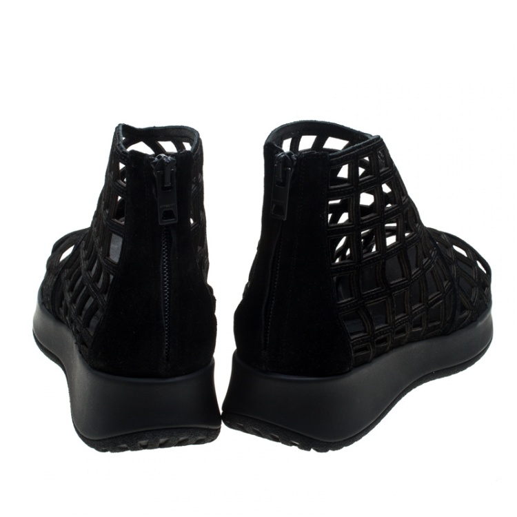 Pre Owned Burberry Prorsum Black Suede Cage Platform Sandals Size 38.5