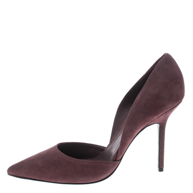 Pre Owned Burberry Taupe Rose Suede Vernoff D'Orsay Pointed Toe Pumps Size 41